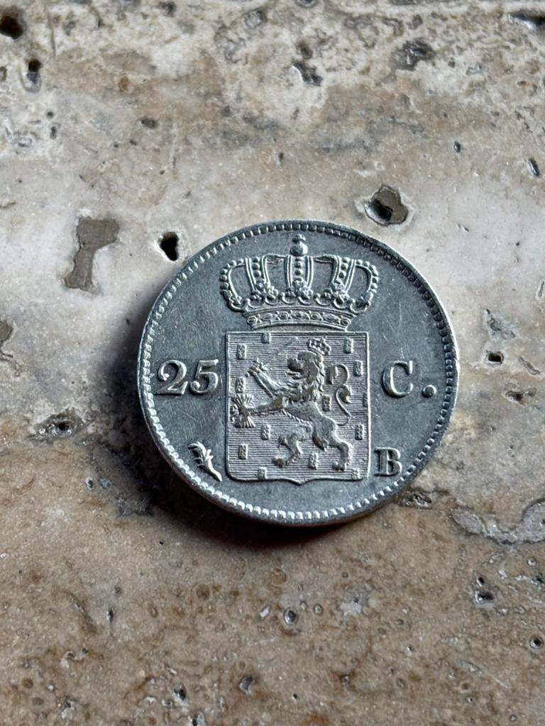 25 cent 1826 B Willem I, hoge kwaliteit, Postzegels en Munten, Munten | Nederland, Zilver, 25 cent, Ophalen of Verzenden, Koning Willem I