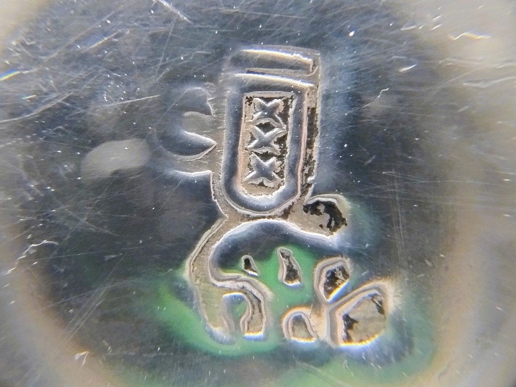 Zilveren miniatuur valkenier, J. Borduur, Amsterdam, 1737, Verzenden, Zilver