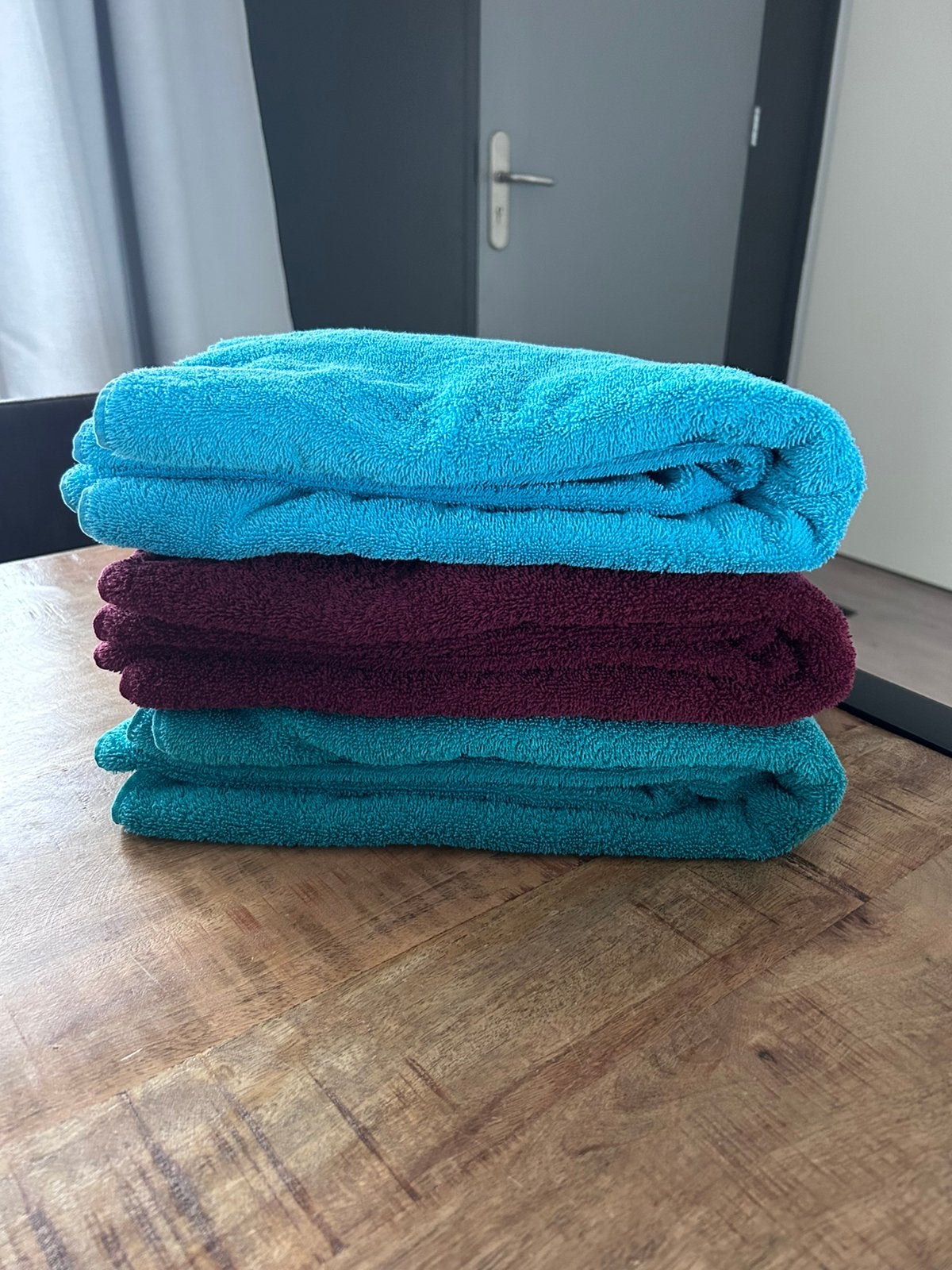 3 hema handdoeken met washandjes, Ophalen, Zo goed als nieuw, Blauw, Handdoek