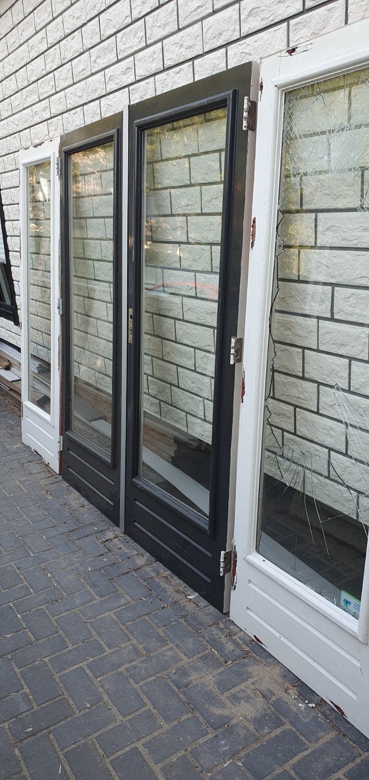 tuindeuren openslaande deuren + 2 zijlichten, deuren, Ophalen, 120 cm of meer, 200 tot 215 cm, Glas