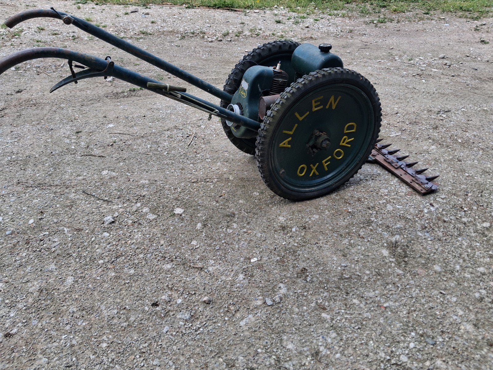 Antieke Allen Oxford Balkmaaier met Villiers motor, Tuin en Terras, Ophalen, Gebruikt, Balkmaaier, Benzine-grasmaaier