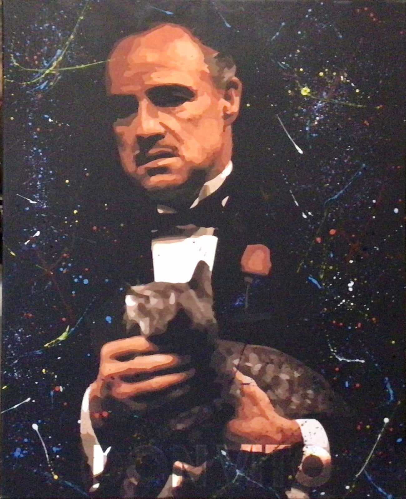 The Godfather- Katoenen canvasdoek-Mixed Media-100x80cm, Ophalen of Verzenden, Nieuw, Minder dan 50 cm, Schilderij