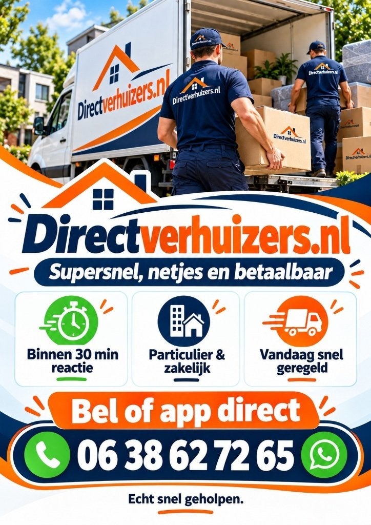 DIRECT Verhuizen Ontruiming Verhuisbedrijf Beste Prijs, Inpakservice, Bedrijfsverhuizingen