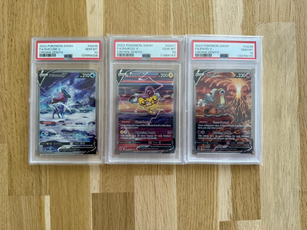Suicune,Raiko,Entei V PSA10 set, Ophalen, Zo goed als nieuw, Meerdere kaarten, Foil