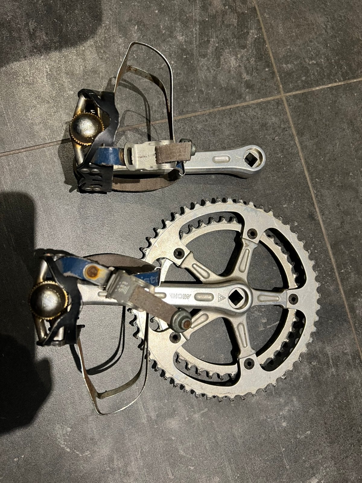 Vintage crankstel shimano campagnolo passing en pedalen, Fietsen en Brommers, Ophalen of Verzenden, Zo goed als nieuw, Racefiets