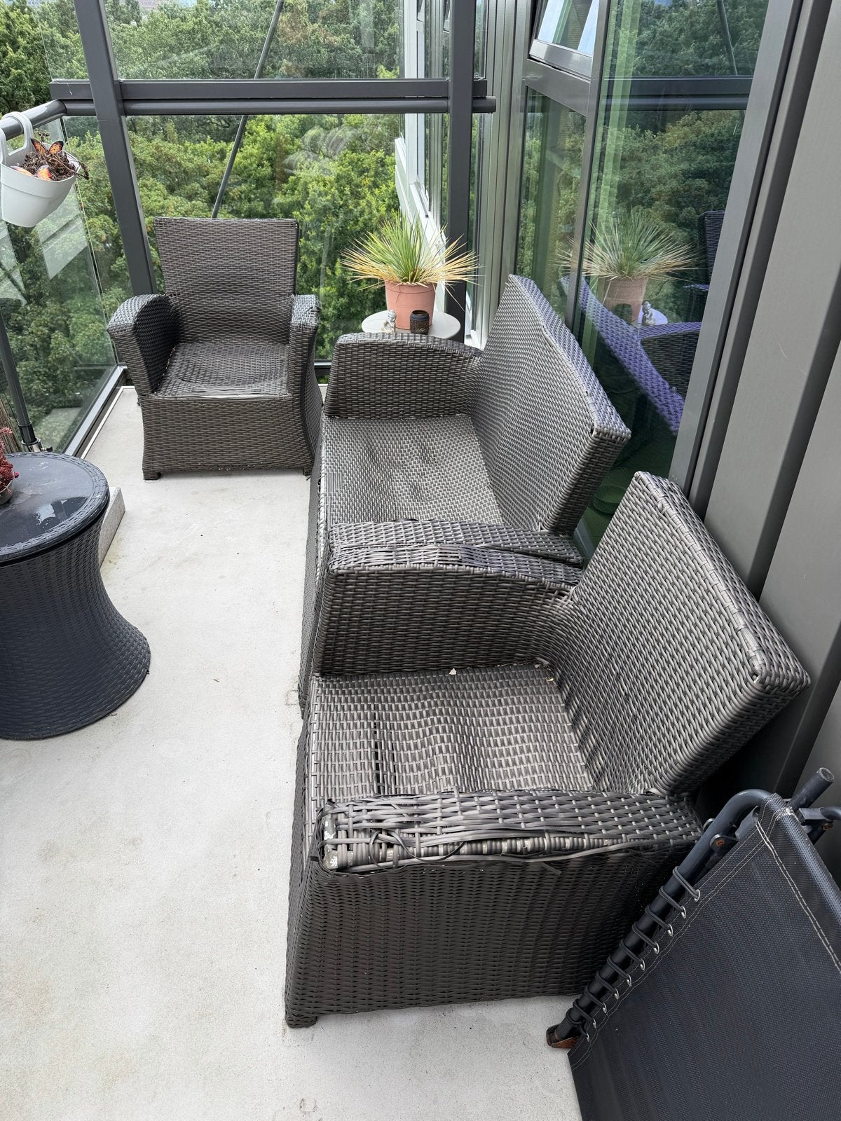 Wicker Loungeset - 1 bank, 2 stoelen, Ophalen, 4 zitplaatsen, Gebruikt, Loungeset