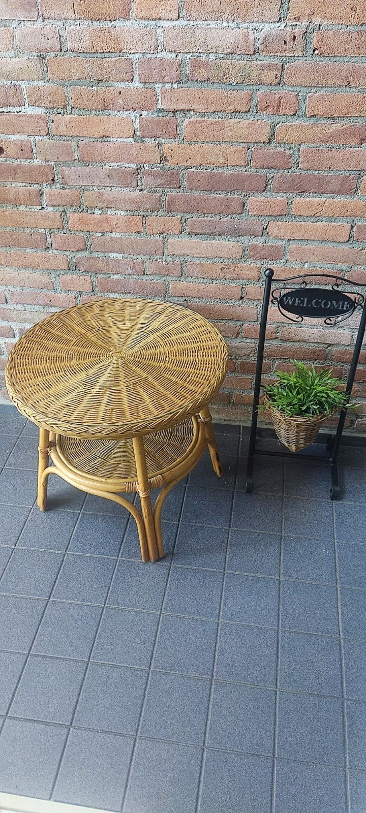Supermooie Ronde Rieten Tafel met glasplaat, Huis en Inrichting, Tafels | Sidetables, Ophalen, 50 tot 75 cm, Rond, 50 tot 100 cm
