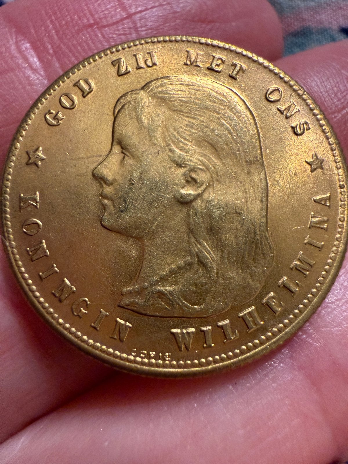 Wilhelmina 1897 - verguld gouden tientje, Koningin Wilhelmina, Losse munt, 10 gulden, Goud