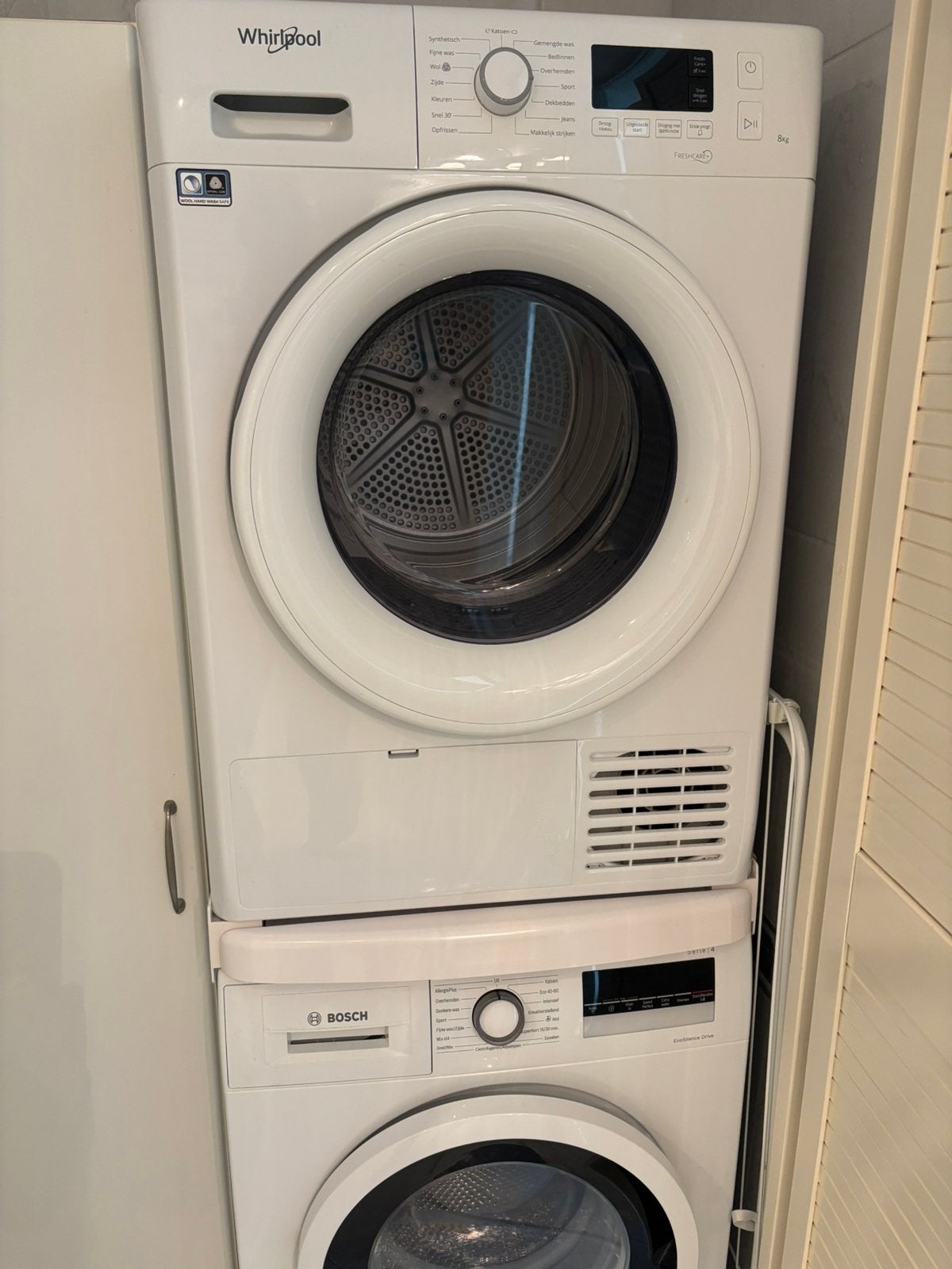 Wasmachine en condens droger., Witgoed en Apparatuur, Wasdrogers, Ophalen, 6 tot 8 kg, Zo goed als nieuw, 85 tot 90 cm