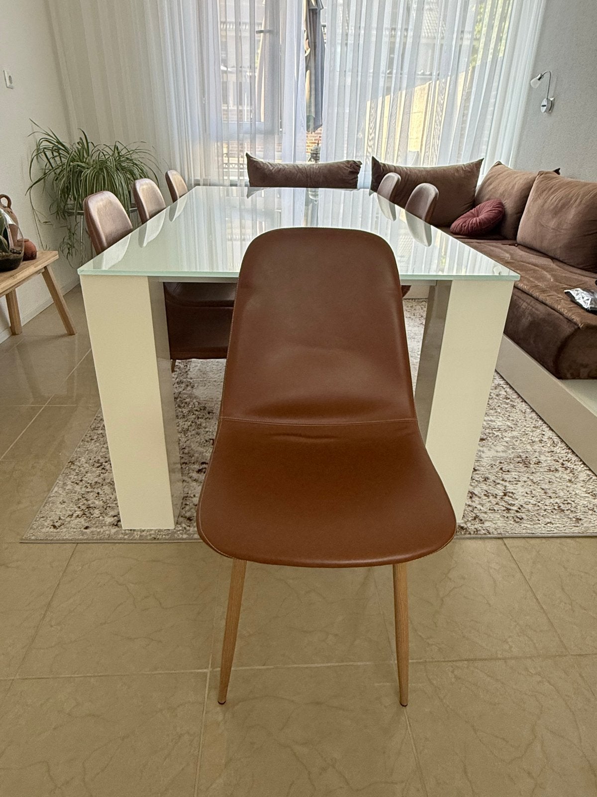 6 Jysk stoelen - Bruin kunstleer, Ophalen, Kunststof, Gebruikt, Bruin