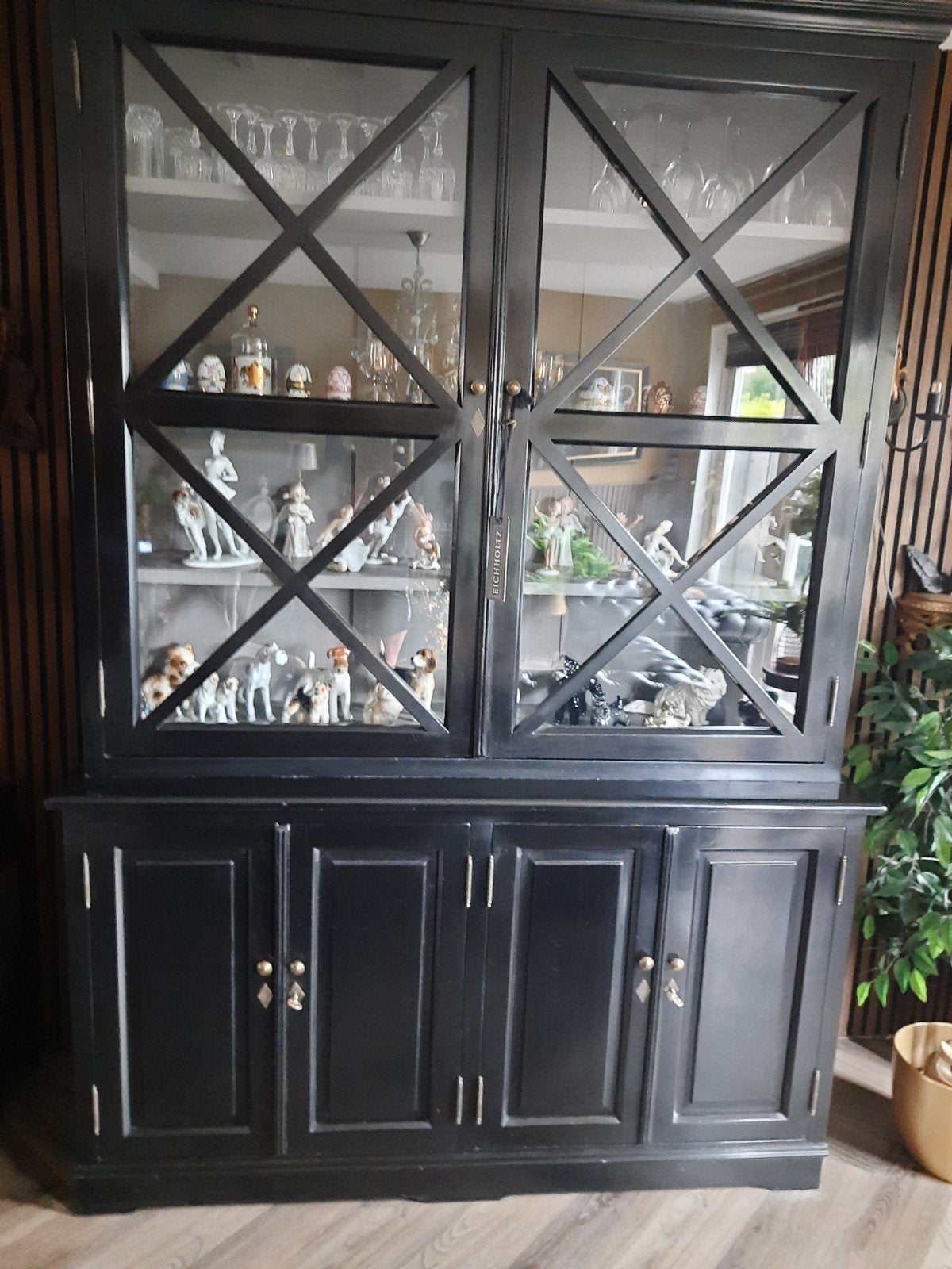 Eichholtz Vitrinekast Zwart - Stijlvolle Opbergoplossing, Huis en Inrichting, Ophalen, 100 tot 150 cm, Klassiek, Modern, Eichholtz