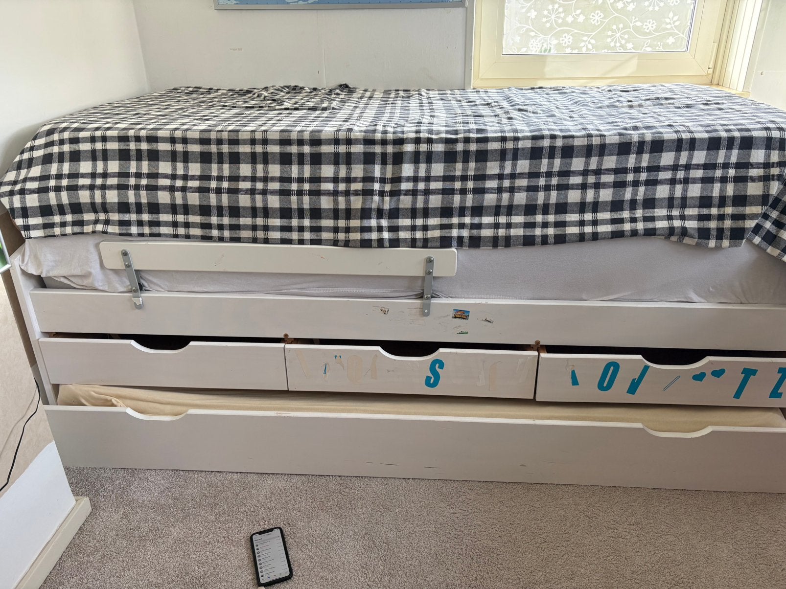 GRATIS_Ikea 1 persoons bed met lades en onderschuifbed, Ophalen, Gebruikt, 90 cm, Eenpersoons