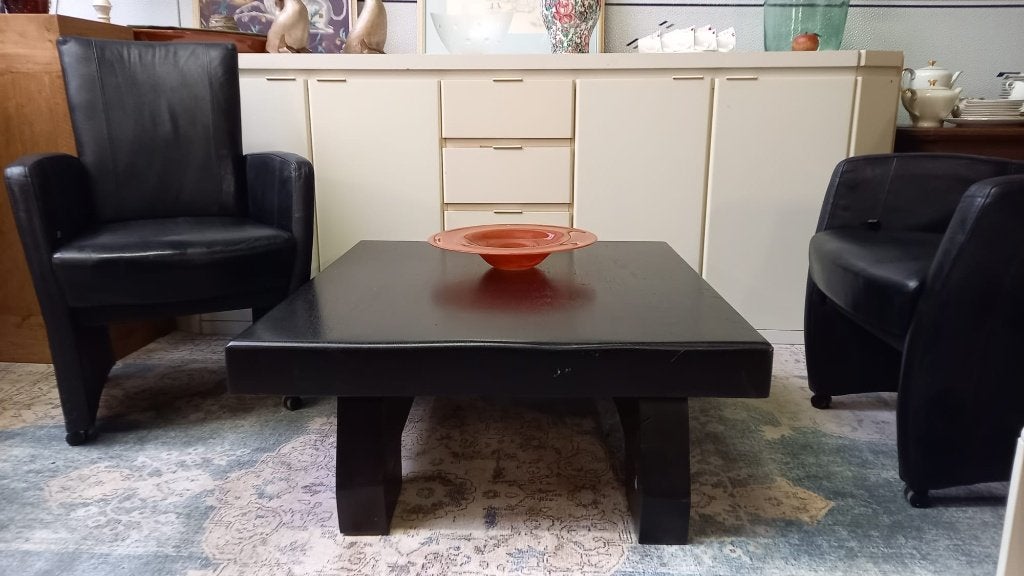 Massief houten zwarte design salontafel is te koop, Ophalen, Modern - Design, Zo goed als nieuw, 5 – 50
