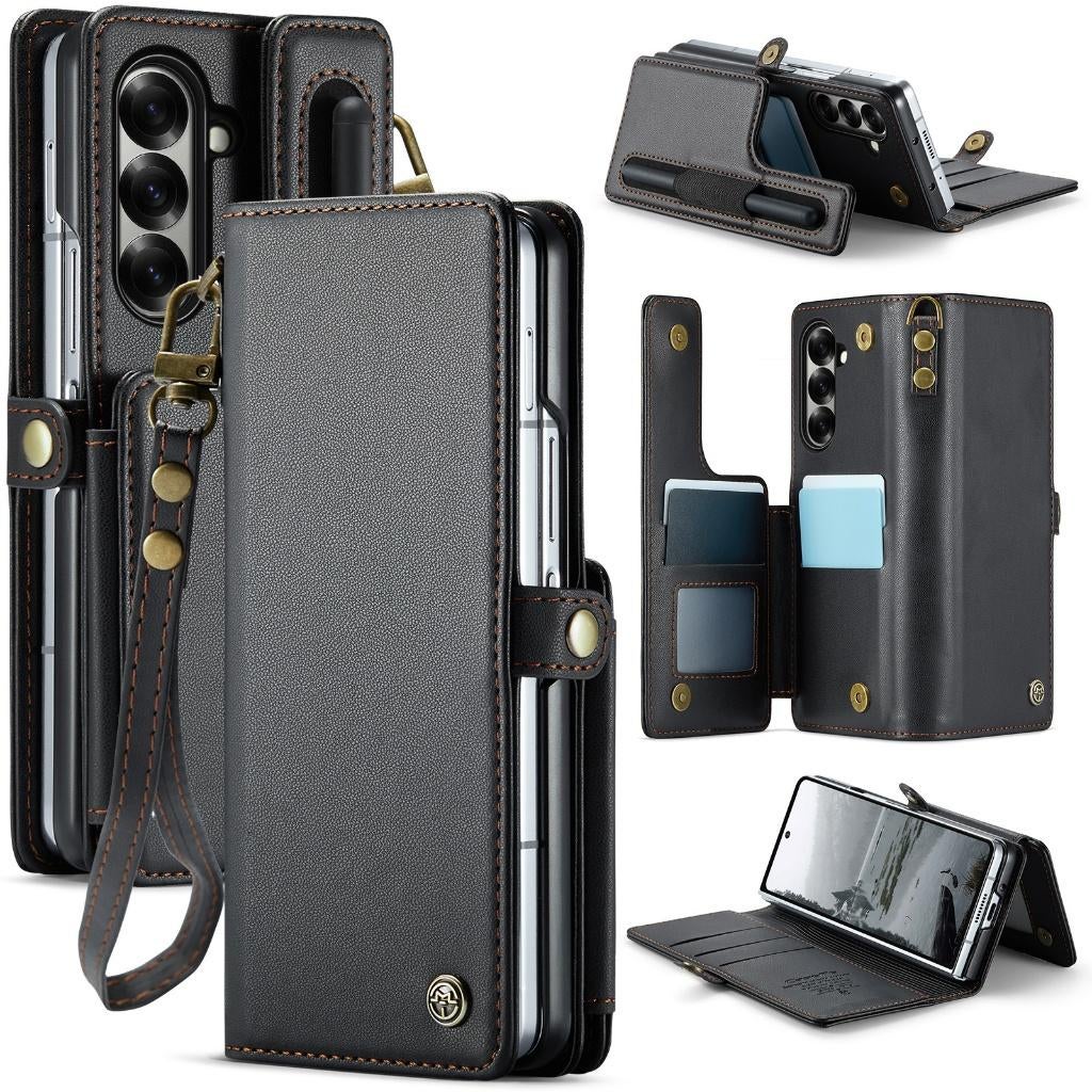 C22 Luxe Wallet Case met S-Pen Houder voor Z fold 6 _ Zwart, Verzenden, Nieuw, Overige modellen, Hoesje of Tasje