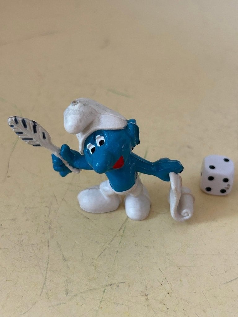 Vintage Schleich Smurf Dichter 20022 Peyo W Germany, Ophalen of Verzenden, Am Limes 69, 73527 Schwäbisch Gmünd, Duitsland, Poppetje, Figuurtje of Knuffel