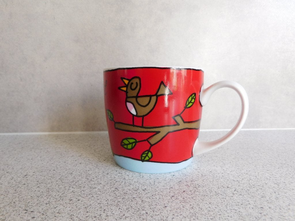 Mok  Foogel Babette Harms Douwe Egberts, Overige merken, Zo goed als nieuw, Overige stijlen, Porselein