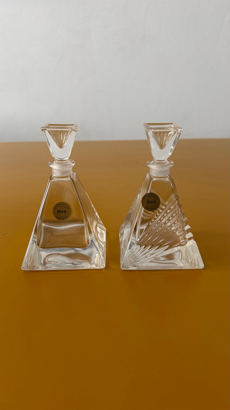 Set van 3 kristallen karaffen/schaal - Riva en Bari, Antiek en Kunst, Ophalen