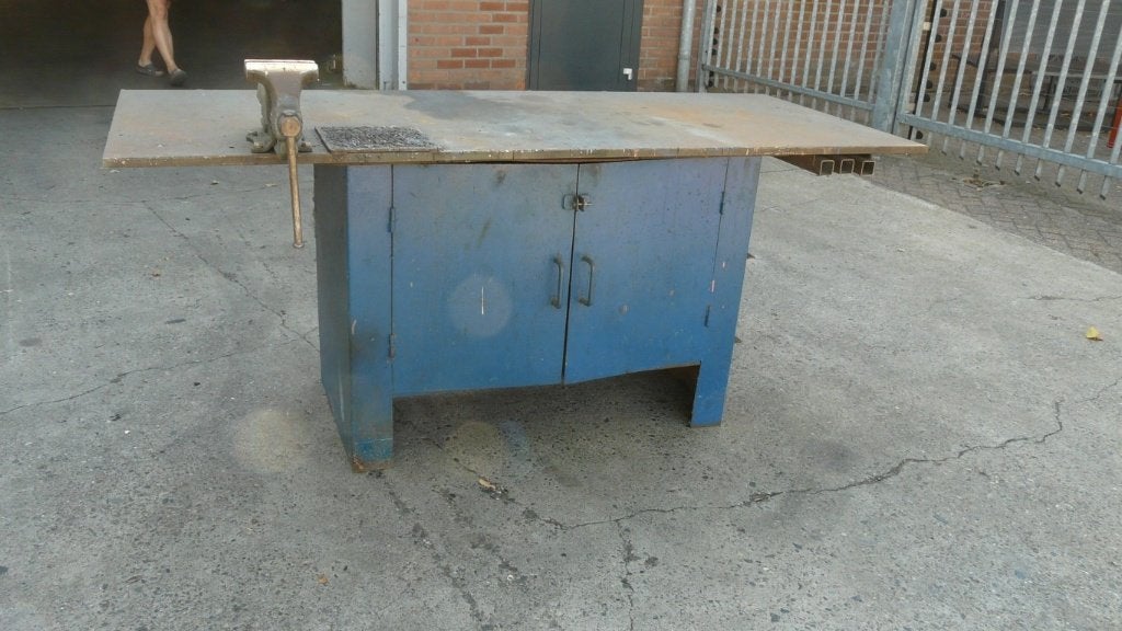 Werkbank met stalen blad en bankschroef 2000x800x840mm, Ophalen, Gebruikt