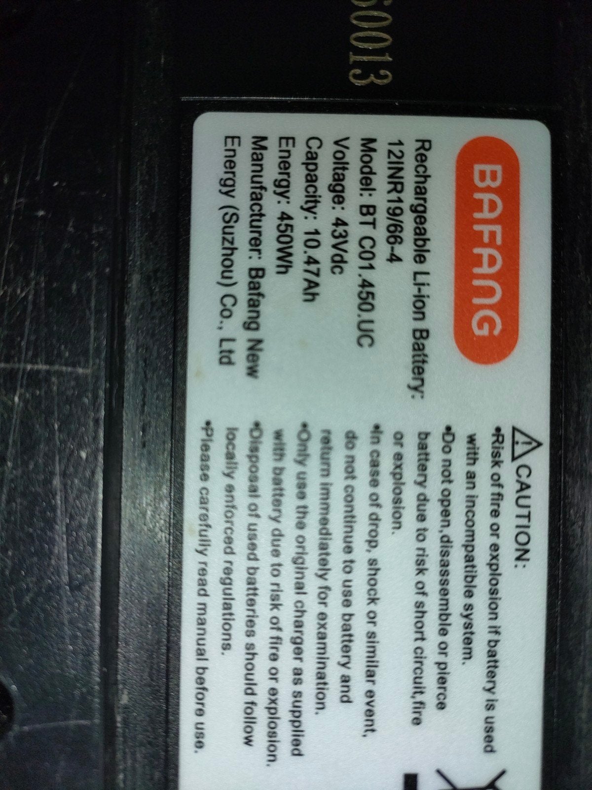 Bafang E-bike Accu 43V 10.47Ah 450Wh defect, Ophalen, Gebruikt
