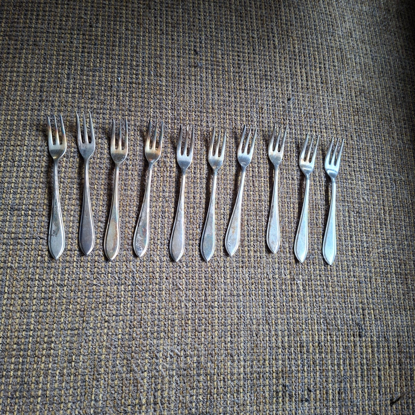 10 Vintage Keltum Puntfilet gebaksvorkjes, Antiek en Kunst, Ophalen of Verzenden