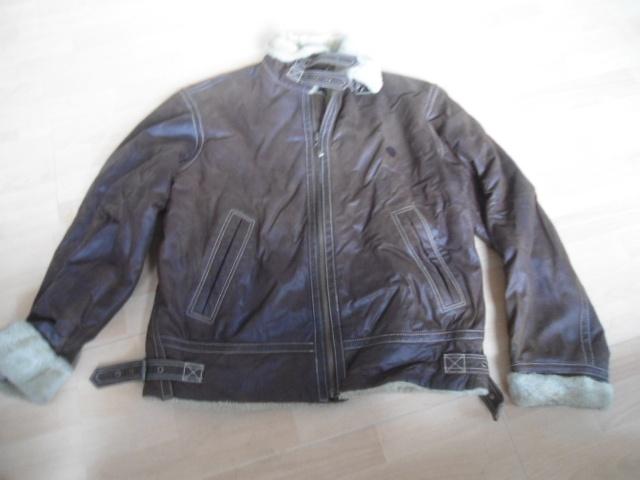 Rino & Pelle; Stoere leren jas met imitatiebont; maat M, Kleding | Heren, Bruin, Maat 48/50 (M), Ophalen of Verzenden, Zo goed als nieuw