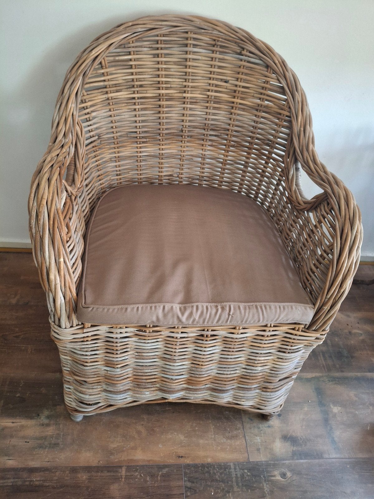 Rieten design stoelen van riviera mason , set van 4, Bruin, Design, Riet of Rotan, Ophalen of Verzenden