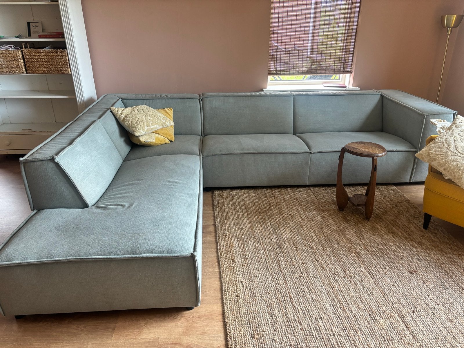 Hoekbank By Sidde - sommer blauw/groen chinois green, Ophalen, 250 tot 300 cm, Gebruikt, 100 tot 125 cm