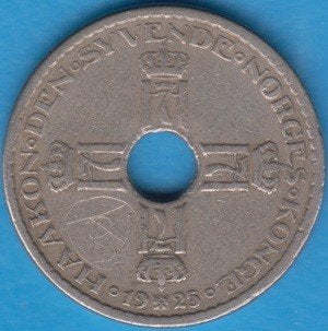 Noorwegen Kroon 1925 Haakon VII, KM# 385 in munthouder, Verzenden, Overige landen, Losse munt
