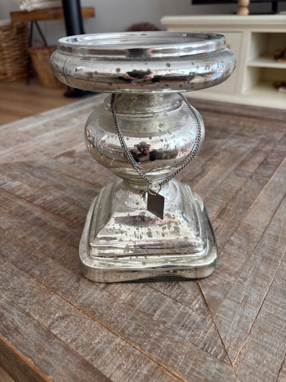 Riviera Maison grote kandelaar zilver armeluis zilver., Ophalen, Zo goed als nieuw