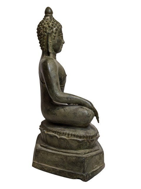 bronzen Shakyamuni Boeddha – Birma – 18e/19e eeuw – 020, Gebruikt, 37 cm, Ophalen of Verzenden, Overige materialen