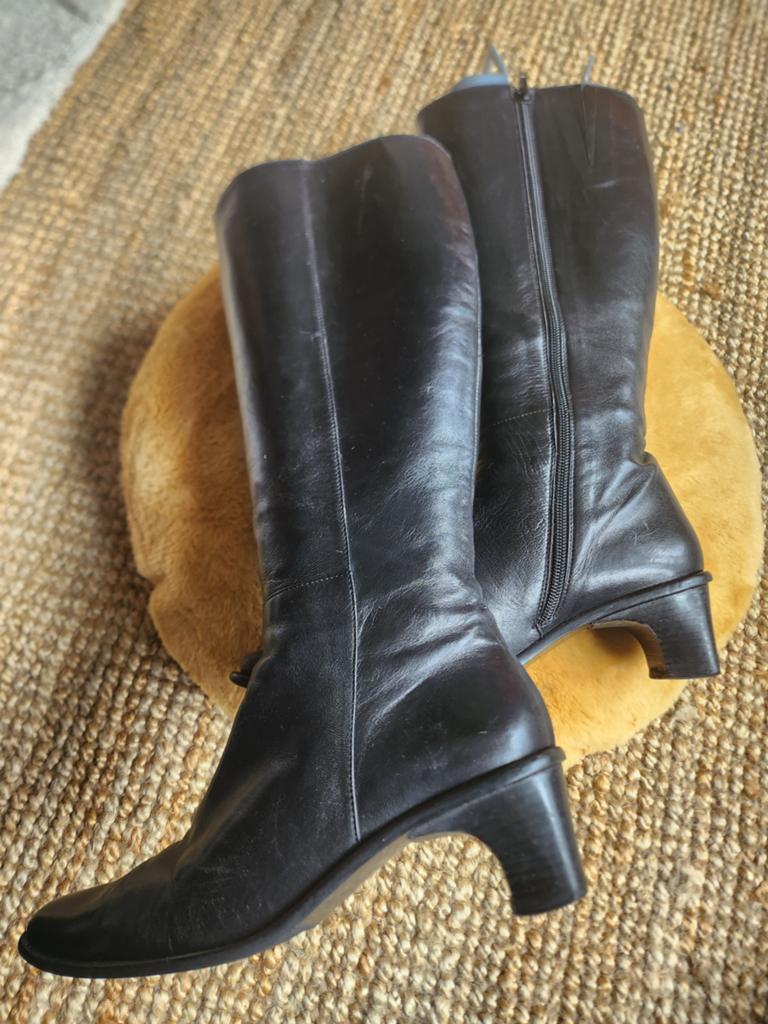Deva Leren Laarzen - Made in Italy - Maat 39, Kleding | Dames, Schoenen, Hoge laarzen, Deva, Zwart, Ophalen of Verzenden