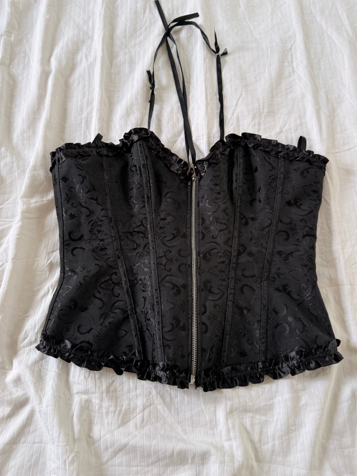 Zwart korset met rits en vetersluiting, Ophalen of Verzenden, Zwart, Body of Korset