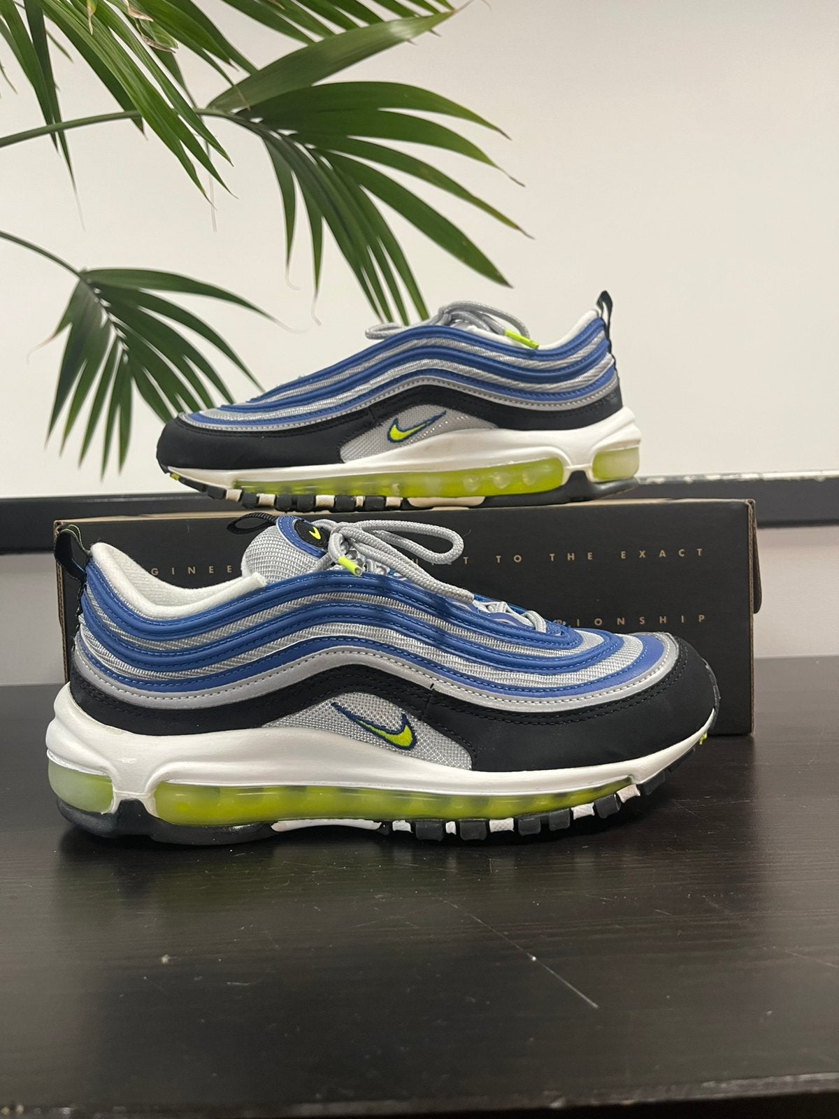 Nike Air Max 97 OG Atlantic Blue Voltage Yellow (W), Kleding | Dames, Blauw, Ophalen of Verzenden, Sneakers of Gympen, Zo goed als nieuw