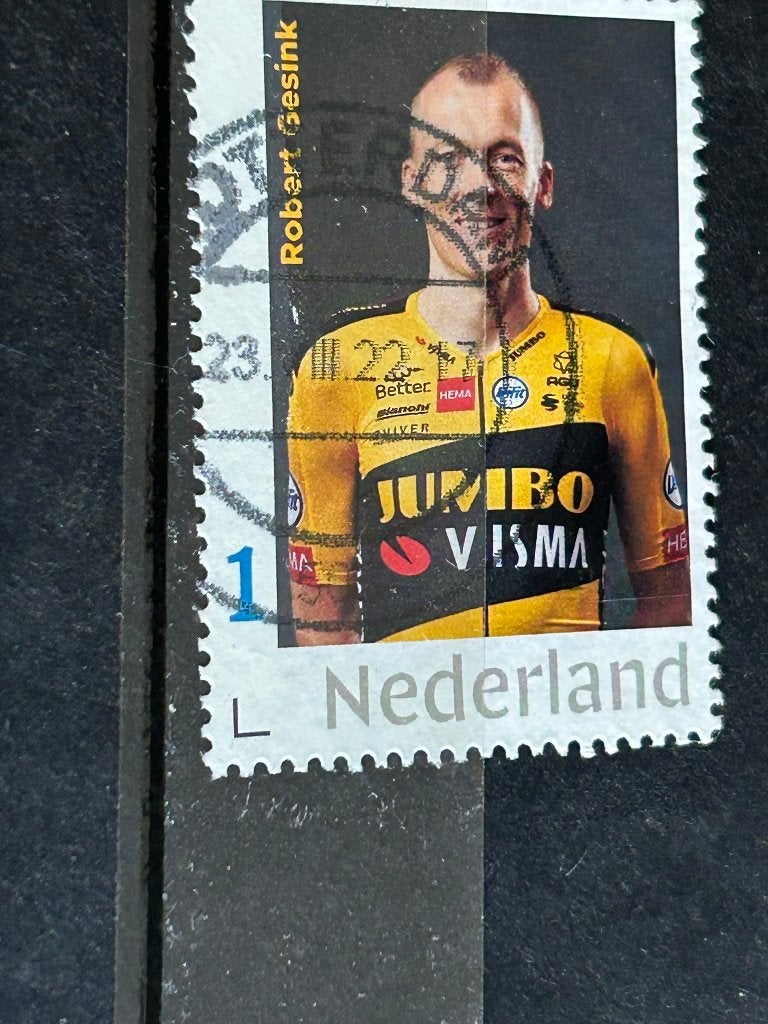 Persoonlijke zegel. Wielrennen Jumbo Visma. Robert Gesink, Ophalen of Verzenden, Na 1940, Gestempeld