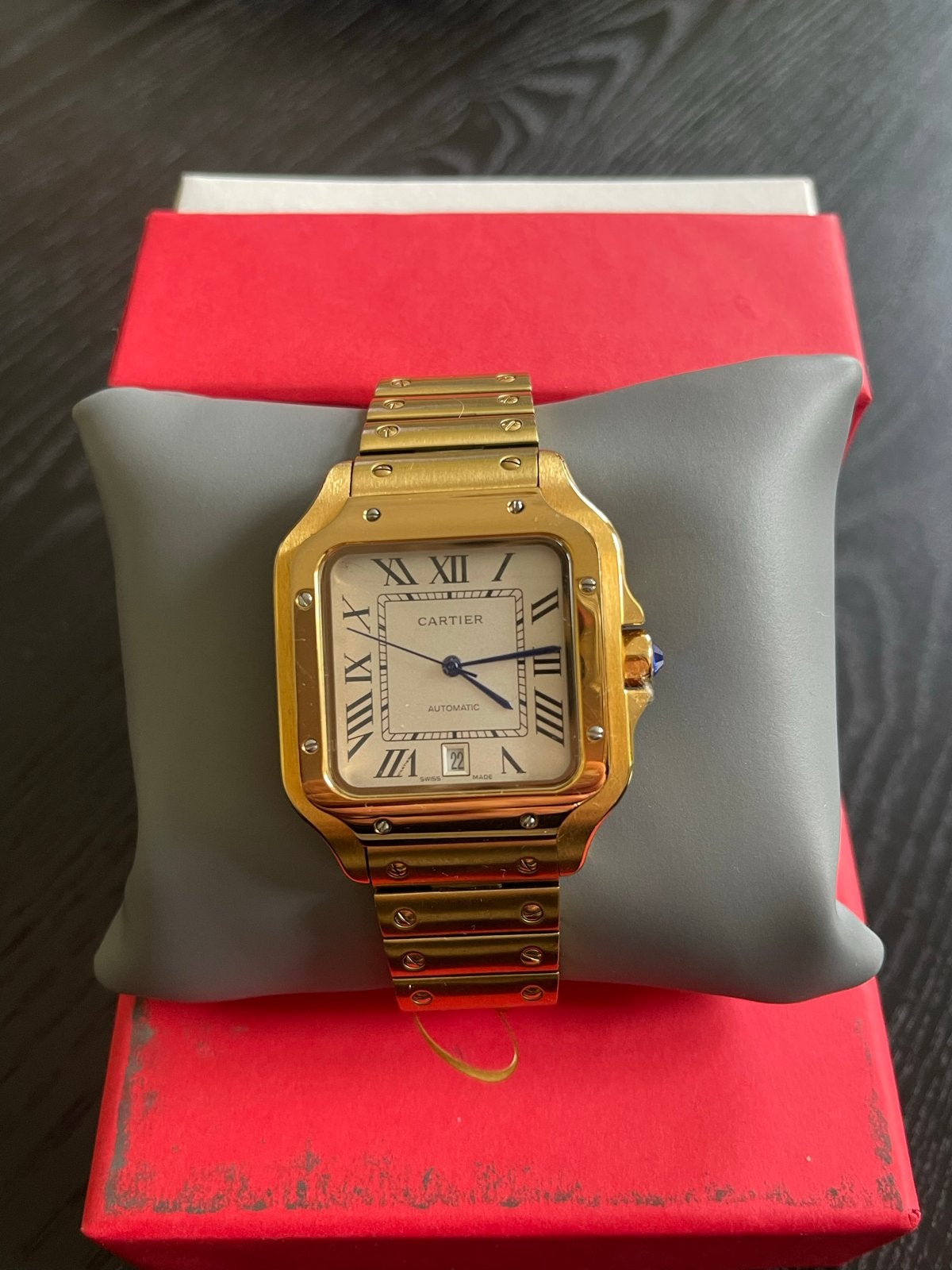 Cartier Santos Automatic Horloge Goud, Overige merken, Polshorloge, Ophalen of Verzenden, Zo goed als nieuw