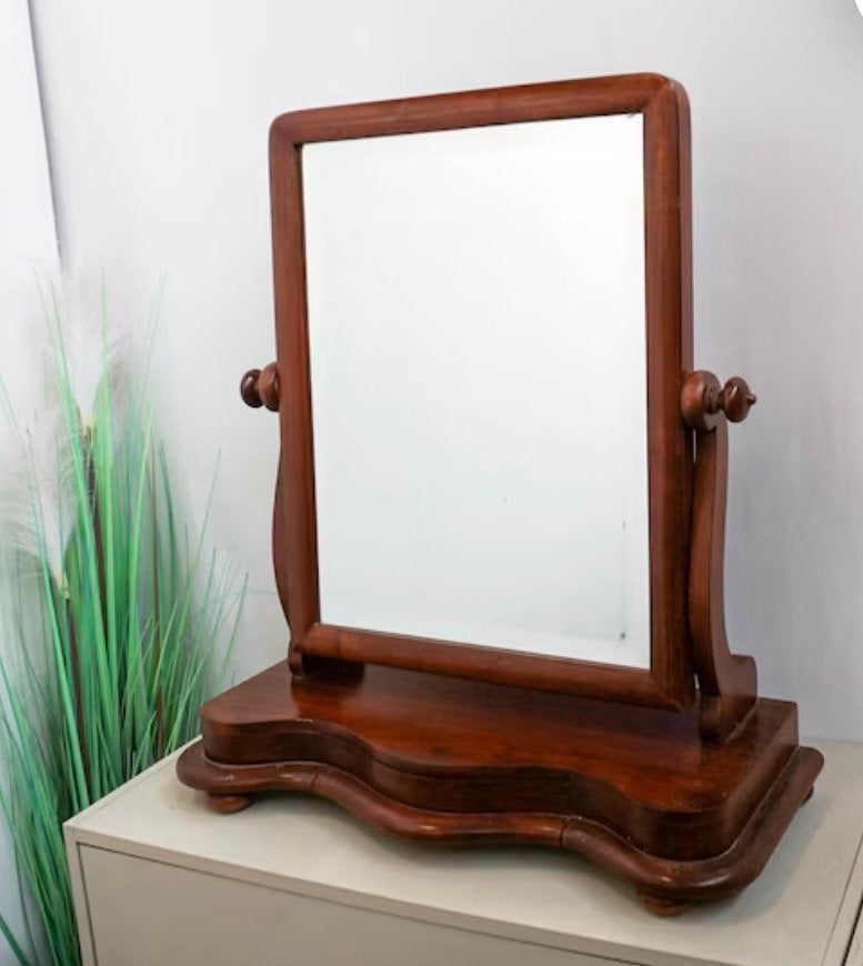 Antieke Mahoniehouten Kapspiegel - Biedermeier/Victoriaans, Ophalen of Verzenden, Rechthoekig, Minder dan 50 cm, Minder dan 100 cm