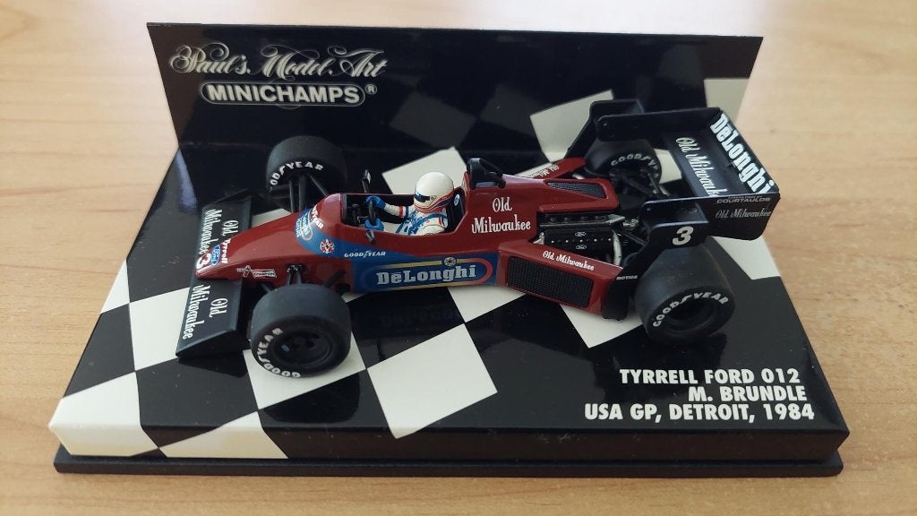 Minichamps Tyrrell Ford 012 - M.Brundle 1:43, Hobby en Vrije tijd, Ophalen of Verzenden, Zo goed als nieuw, Auto, MiniChamps