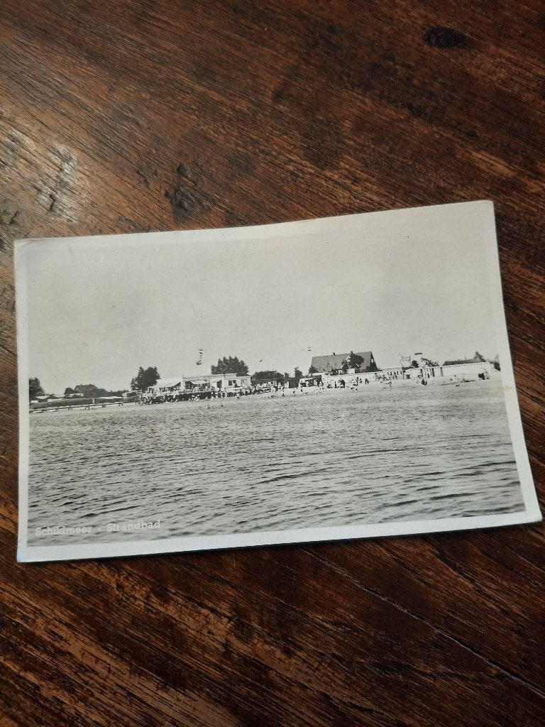 strandbad schildmeer Steendam jaren 50-60 paviljoen zie foto, Ophalen of Verzenden, 1940 tot 1960, Gelopen, Groningen