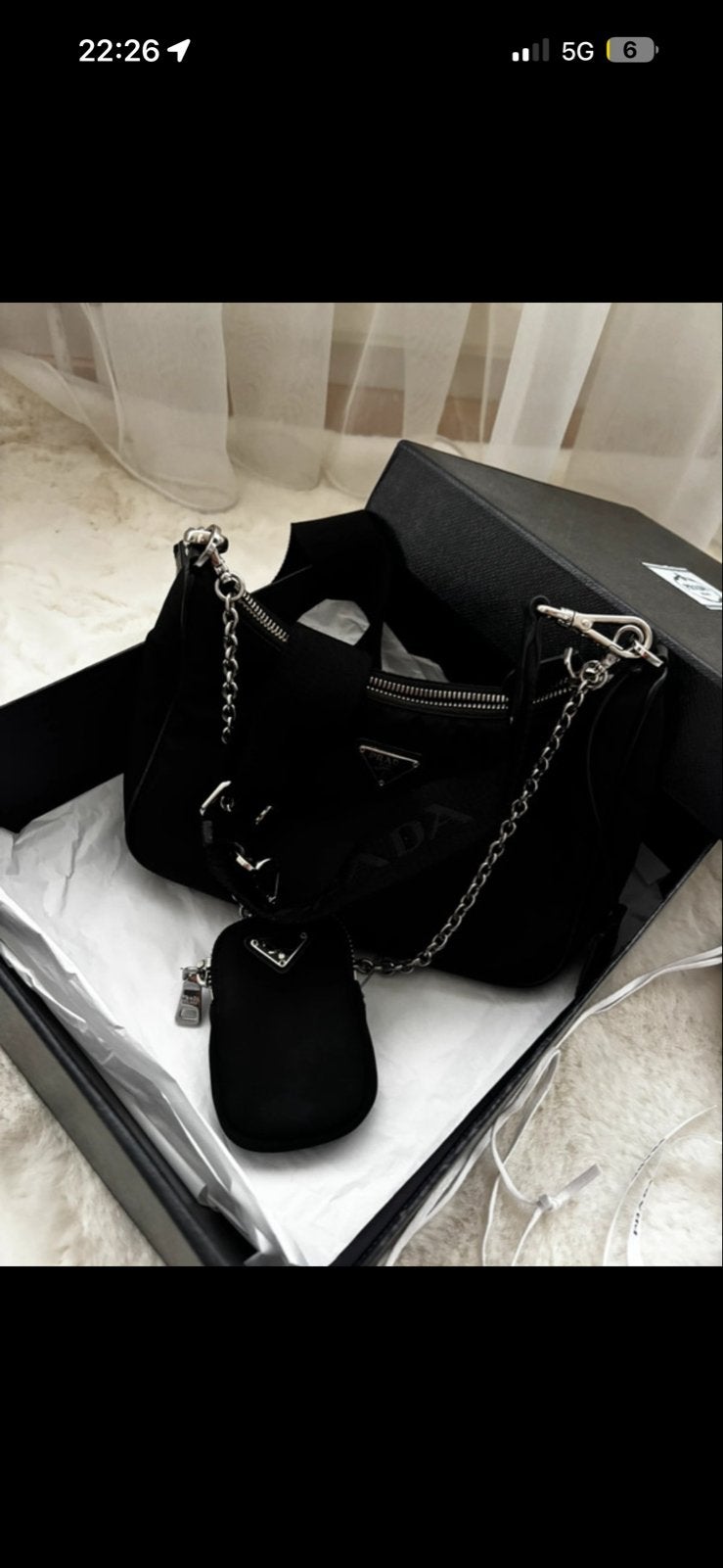 Originele Prada Nylon Tas met doos, dustbag en bon, Ophalen of Verzenden, Zo goed als nieuw, Zwart, Schoudertasje