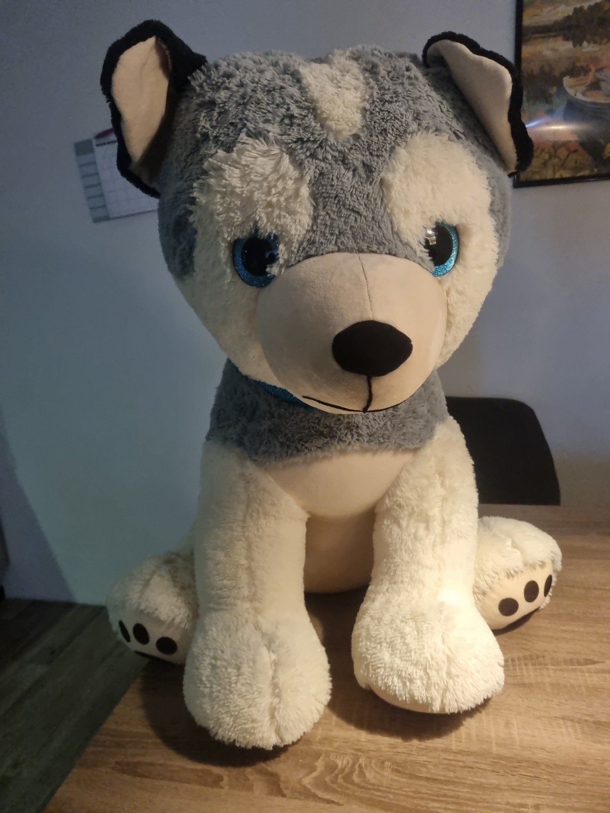 Grote zachte husky knuffel - Zo goed als nieuw, Ophalen, Grijs, Hond, Zo goed als nieuw