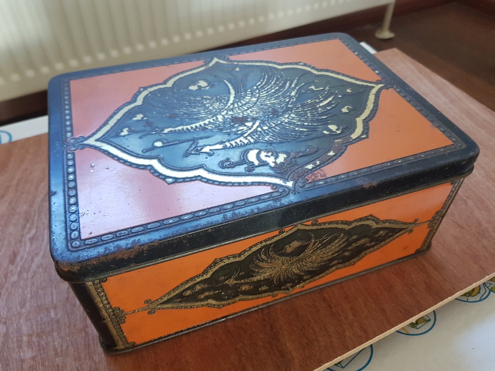 Blikken trommel tabakdoos vintage, Verzamelen, Blikken, Ophalen, Gebruikt, Overige, Overige merken