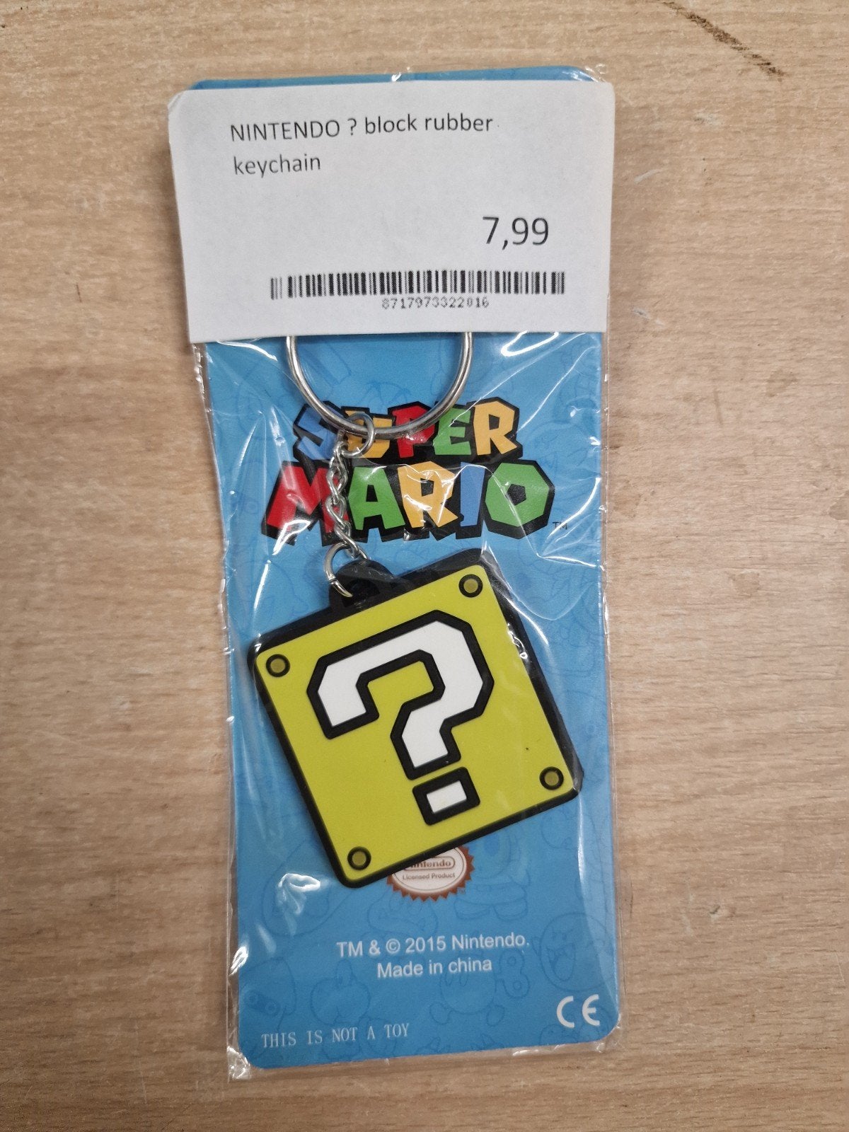 Nintendo Super Mario Vraagteken Blok Rubber Sleutelhanger, Ophalen of Verzenden, Nieuw