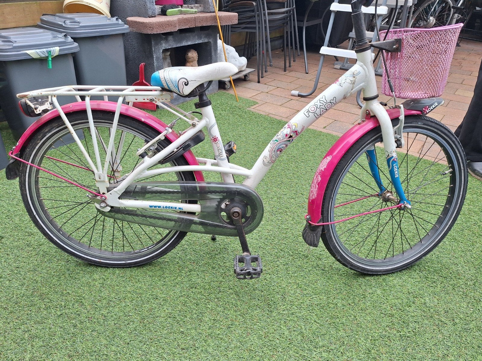 Loekie Foxy Lady kinderfiets 22 inch, Ophalen, 22 inch, Gebruikt, Velgrem