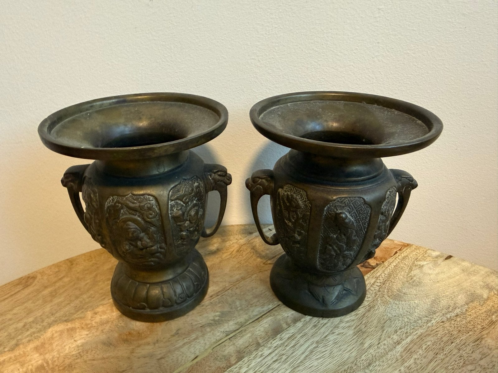Antieke Chinese bronzen vazen (set van 2), Ophalen of Verzenden
