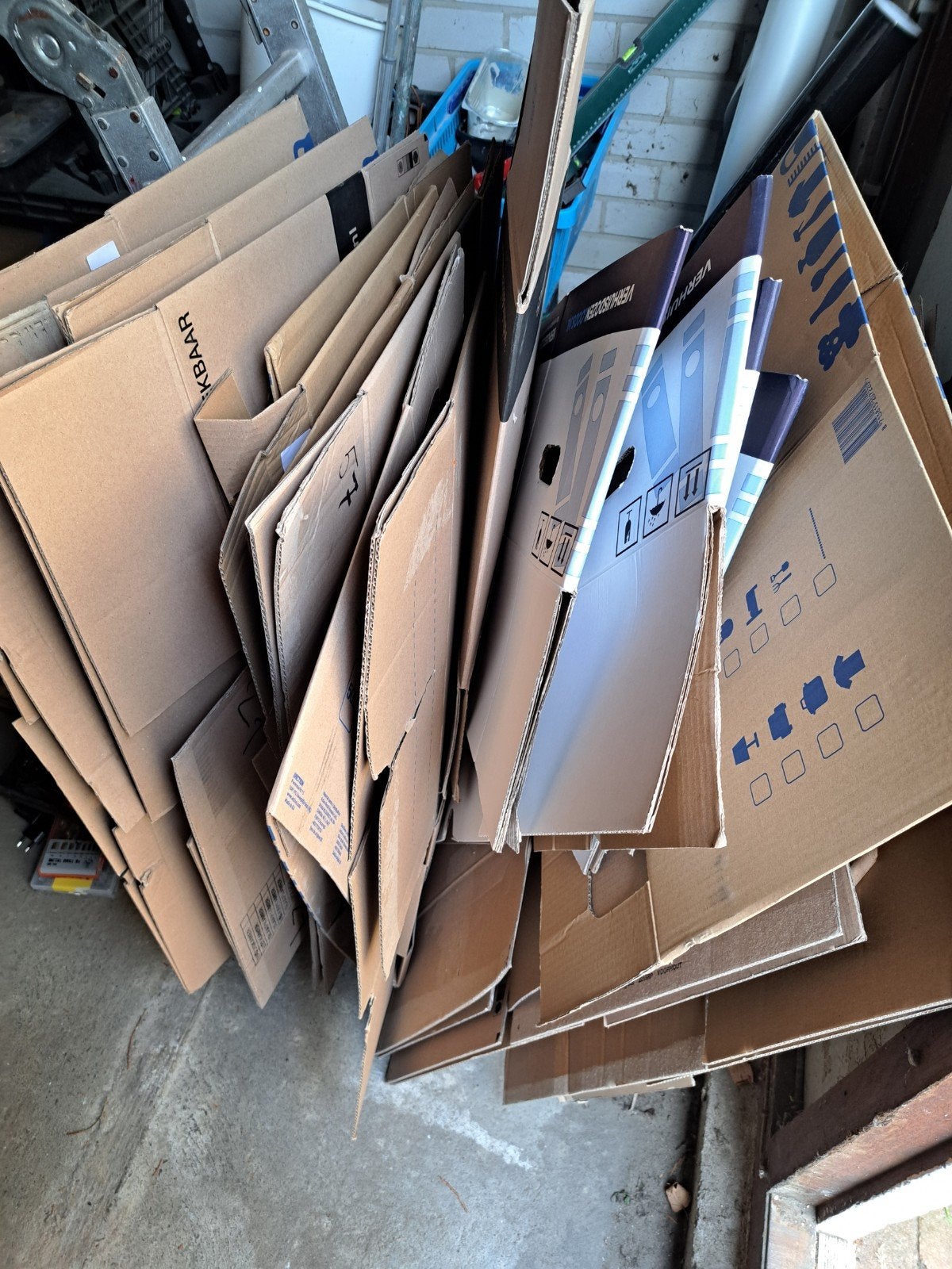 Grote partij gebruikte verhuisdozen, Ophalen, 40 tot 60 cm, Opvouwbaar, 50 tot 75 cm