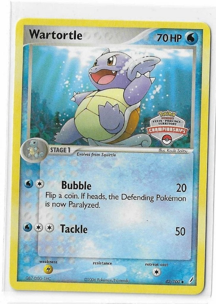 pokemon Wartortle promo Crystal Guardians State Championship, Ophalen of Verzenden, Zo goed als nieuw, Losse kaart