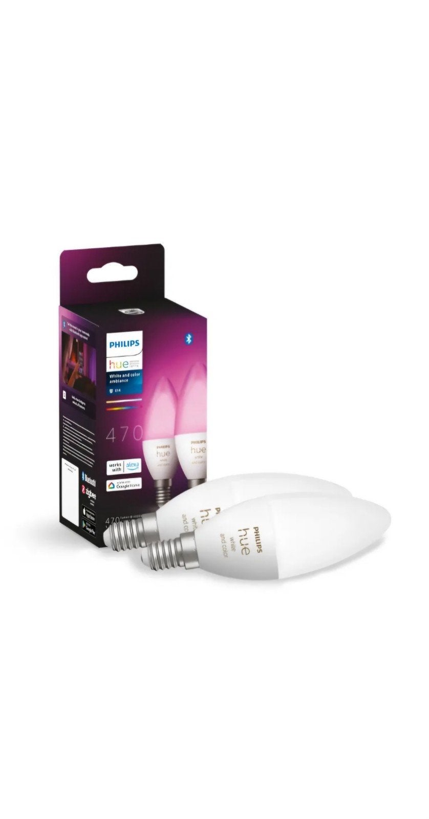 Philips Hue White and Color E14 LED Lampen (2-pack), Bedienbaar via app, Led-lamp, E14 (klein), Nieuw