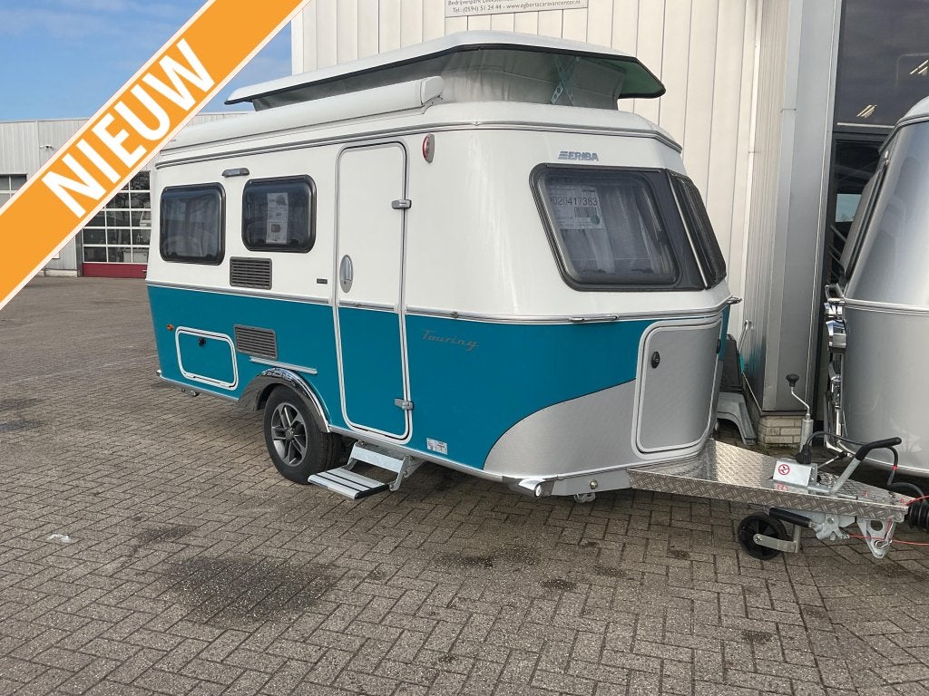 Eriba Touring 430 Harbour Blue € 6.000 voordeel!, Dwarsbed, Luifel, 4 tot 5 meter, Eriba