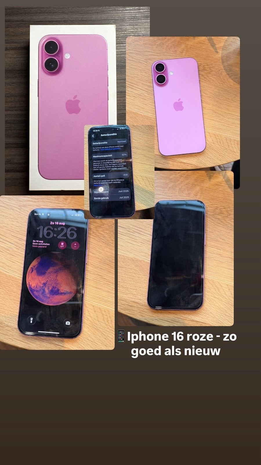 Iphone 16 Roze - Zo goed als nieuw - 128GB, Telecommunicatie, Mobiele telefoons | Apple iPhone, Ophalen, Zo goed als nieuw, Roze