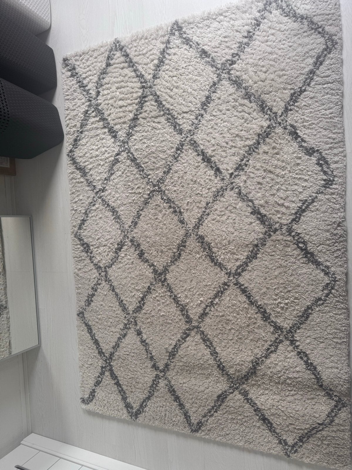 IKEA AKSPRYTLE Vloerkleed - Crème/Grijs, 135x190 cm, Ophalen, 100 tot 150 cm, Zo goed als nieuw, Crème
